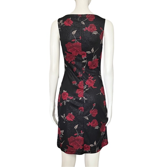 Black Red Rose Whimsigoth Mini Dress Going Out Sparkly XS Gothic Romantic Punk - Picture 4 of 11